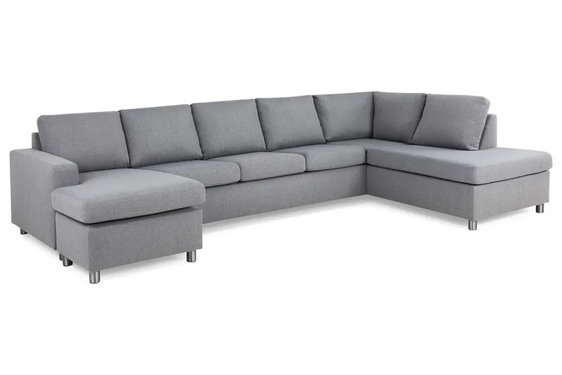 Crazy 5-sits Högervänd U-formad X-Large Soffa med Divan och Schäslong i Tyg - Grå - Möbler - Vardagsrum - Soffor - U-soffor