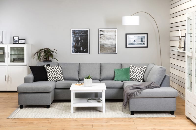 Crazy 5-sits Högervänd U-formad X-Large Soffa med Divan och Schäslong i Tyg - Grå - Möbler - Vardagsrum - Soffor - U-soffor