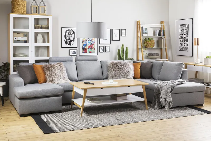 Crazy 5-sits Högervänd U-formad X-Large Soffa med Divan och Schäslong i Tyg - Grå - Möbler - Vardagsrum - Soffor - U-soffor