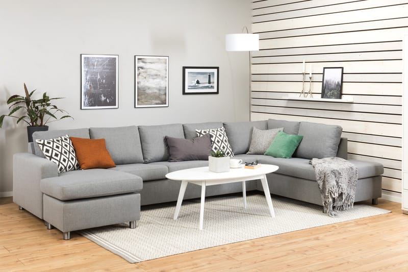 Crazy 5-sits Högervänd U-formad X-Large Soffa med Divan och Schäslong i Tyg - Grå - Möbler - Vardagsrum - Soffor - U-soffor