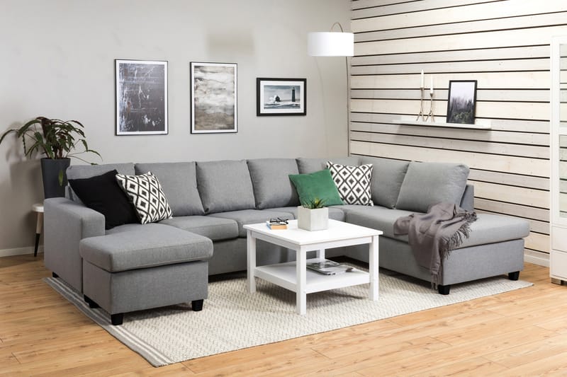 Crazy 5-sits Högervänd U-formad X-Large Soffa med Divan och Schäslong i Tyg - Grå - Möbler - Vardagsrum - Soffor - U-soffor