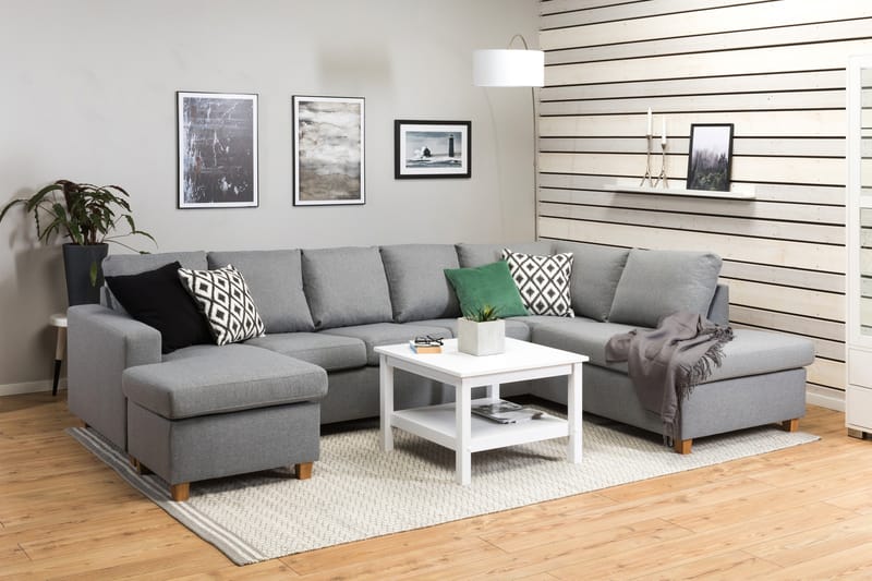 Crazy 5-sits Högervänd U-formad X-Large Soffa med Divan och Schäslong i Tyg - Grå - Möbler - Vardagsrum - Soffor - U-soffor