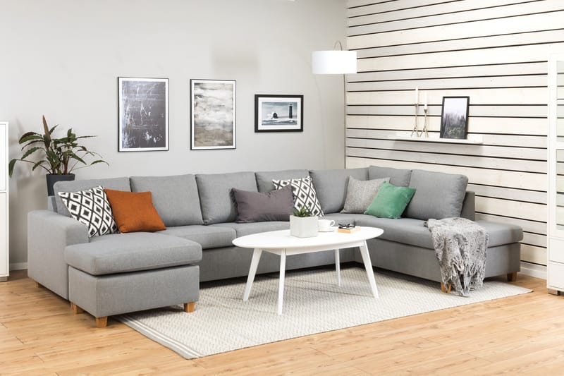Crazy 5-sits Högervänd U-formad X-Large Soffa med Divan och Schäslong i Tyg - Grå - Möbler - Vardagsrum - Soffor - U-soffor