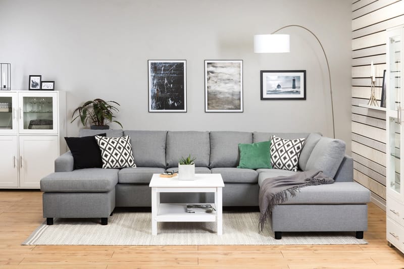 Crazy 5-sits Högervänd U-formad X-Large Soffa med Divan och Schäslong i Tyg - Grå - Möbler - Vardagsrum - Soffor - U-soffor