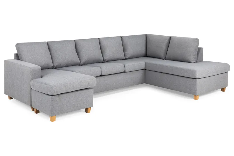 Crazy 5-sits Högervänd U-formad X-Large Soffa med Divan och Schäslong i Tyg - Grå - Möbler - Vardagsrum - Soffor - U-soffor
