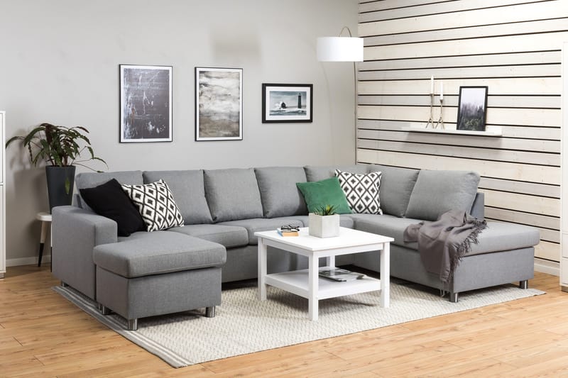 Crazy 5-sits Högervänd U-formad X-Large Soffa med Divan och Schäslong i Tyg - Grå - Möbler - Vardagsrum - Soffor - U-soffor