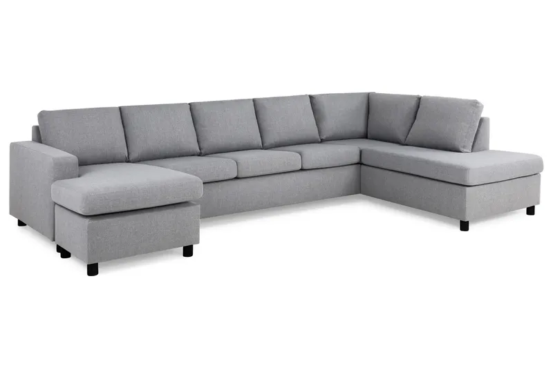 Crazy 5-sits Högervänd U-formad X-Large Soffa med Divan och Schäslong i Tyg - Grå - Möbler - Vardagsrum - Soffor - U-soffor