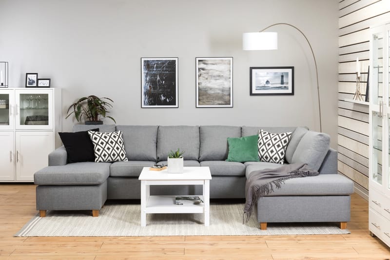 Crazy 5-sits Högervänd U-formad X-Large Soffa med Divan och Schäslong i Tyg - Grå - Möbler - Vardagsrum - Soffor - U-soffor