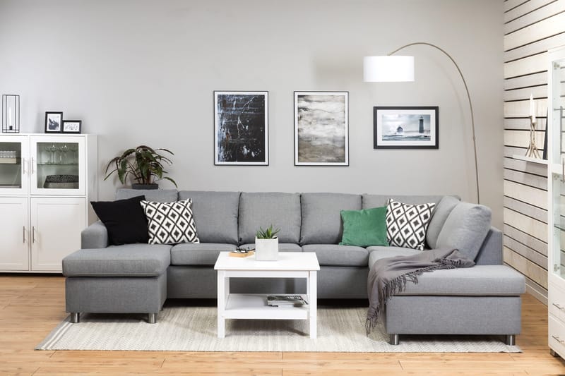 Crazy 5-sits Högervänd U-formad X-Large Soffa med Divan och Schäslong i Tyg - Grå - Möbler - Vardagsrum - Soffor - U-soffor