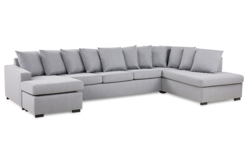 Crazy 5-sits Högervänd U-formad X-Large Soffa med Divan och Schäslong i Tyg inkl Kuvertkuddar - Grå - Möbler - Vardagsrum - Soffor - U-soffor