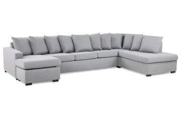 Crazy 5-sits Högervänd U-formad X-Large Soffa med Divan och Schäslong i Tyg inkl Kuvertkuddar - Grå - Möbler - Vardagsrum - Soffor - U-soffor