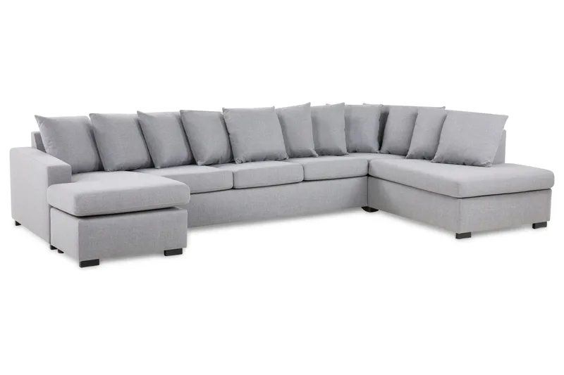 Crazy 5-sits Högervänd U-formad X-Large Soffa med Divan och Schäslong i Tyg inkl Kuvertkuddar - Grå - Möbler - Vardagsrum - Soffor - U-soffor