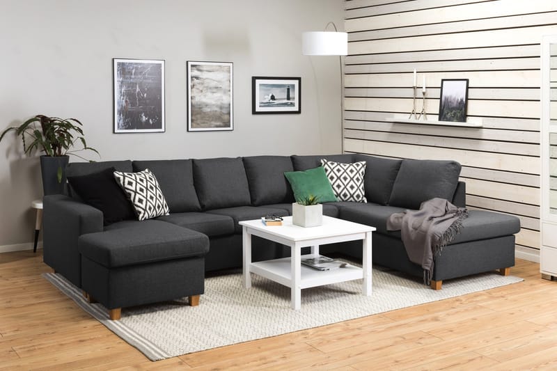 Crazy 5-sits Högervänd U-formad X-Large Soffa med Divan och Schäslong i Tyg - Mörkgrå - Möbler - Vardagsrum - Soffor - U-soffor