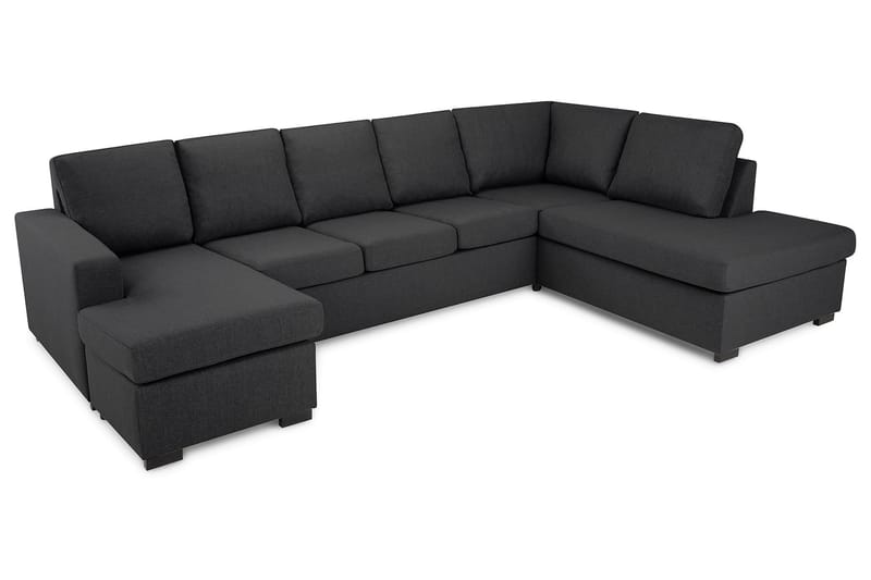 Crazy 5-sits Högervänd U-formad X-Large Soffa med Divan och Schäslong i Tyg - Mörkgrå - Möbler - Vardagsrum - Soffor - U-soffor