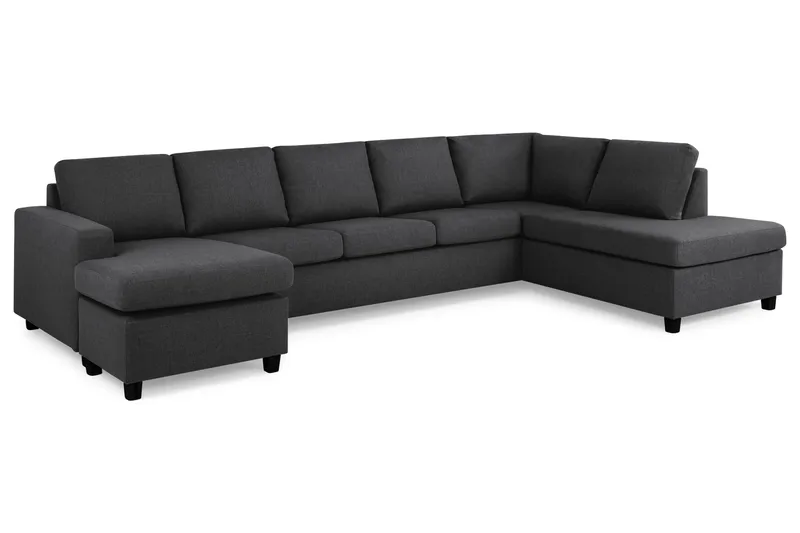 Crazy 5-sits Högervänd U-formad X-Large Soffa med Divan och Schäslong i Tyg - Mörkgrå - Möbler - Vardagsrum - Soffor - U-soffor