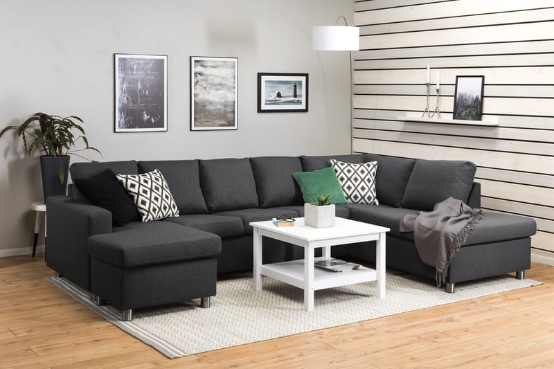 Crazy 5-sits Högervänd U-formad X-Large Soffa med Divan och Schäslong i Tyg - Mörkgrå - Möbler - Vardagsrum - Soffor - U-soffor