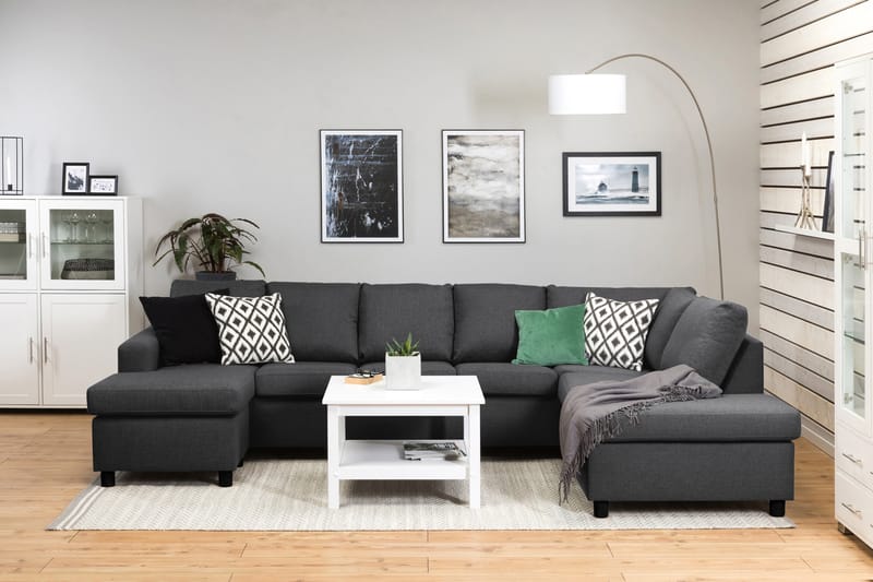 Crazy 5-sits Högervänd U-formad X-Large Soffa med Divan och Schäslong i Tyg - Mörkgrå - Möbler - Vardagsrum - Soffor - U-soffor