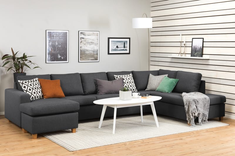 Crazy 5-sits Högervänd U-formad X-Large Soffa med Divan och Schäslong i Tyg - Mörkgrå - Möbler - Vardagsrum - Soffor - U-soffor