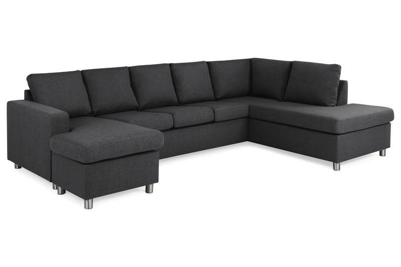 Crazy 5-sits Högervänd U-formad X-Large Soffa med Divan och Schäslong i Tyg - Mörkgrå - Möbler - Vardagsrum - Soffor - U-soffor