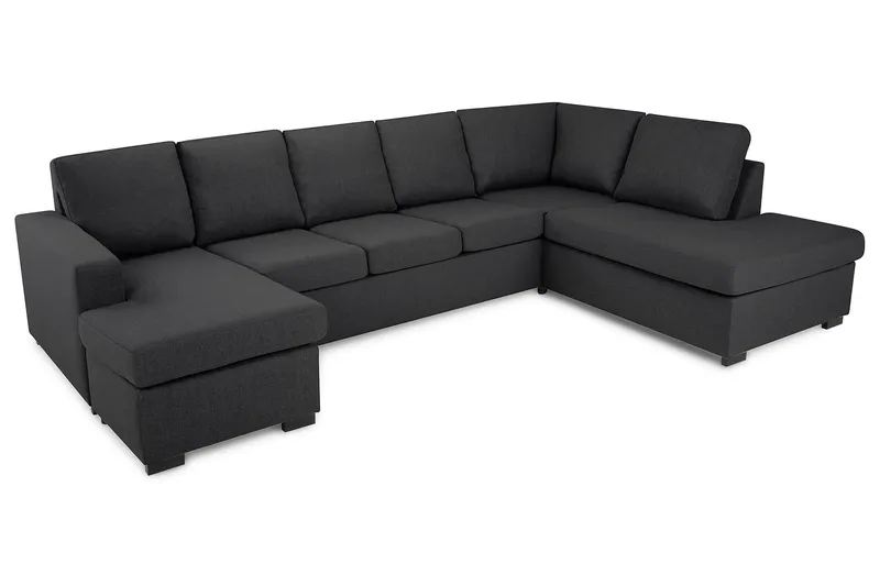 Crazy 5-sits Högervänd U-formad X-Large Soffa med Divan och Schäslong i Tyg - Mörkgrå - Möbler - Vardagsrum - Soffor - U-soffor