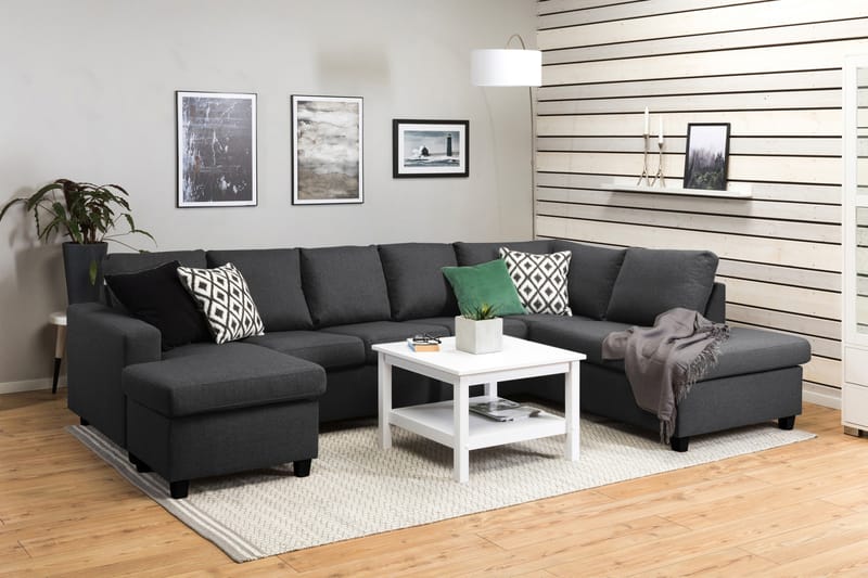 Crazy 5-sits Högervänd U-formad X-Large Soffa med Divan och Schäslong i Tyg - Mörkgrå - Möbler - Vardagsrum - Soffor - U-soffor