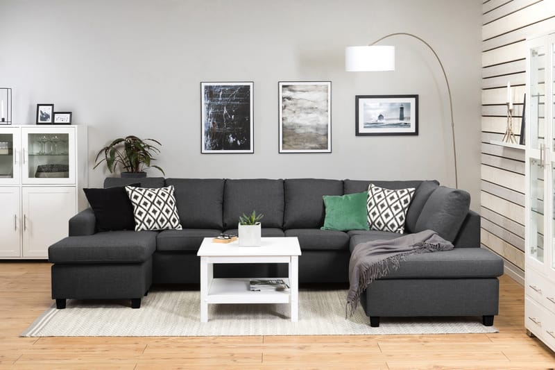 Crazy 5-sits Högervänd U-formad X-Large Soffa med Divan och Schäslong i Tyg - Mörkgrå - Möbler - Vardagsrum - Soffor - U-soffor