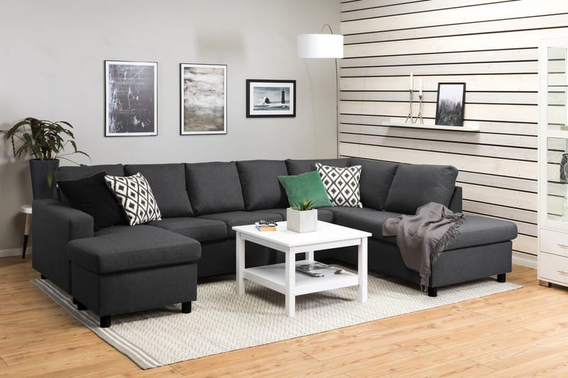 Crazy 5-sits Högervänd U-formad X-Large Soffa med Divan och Schäslong i Tyg - Mörkgrå - Möbler - Vardagsrum - Soffor - U-soffor