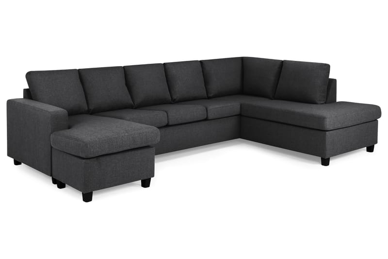 Crazy 5-sits Högervänd U-formad X-Large Soffa med Divan och Schäslong i Tyg - Mörkgrå - Möbler - Vardagsrum - Soffor - U-soffor