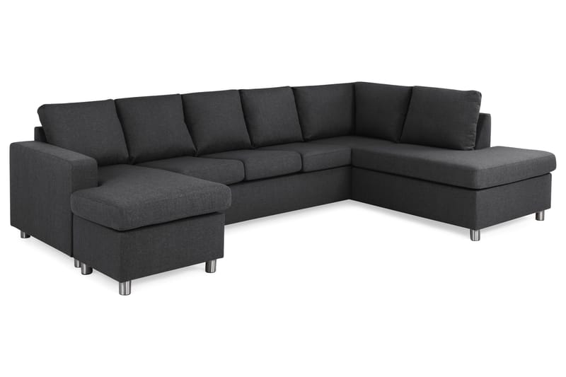 Crazy 5-sits Högervänd U-formad X-Large Soffa med Divan och Schäslong i Tyg - Mörkgrå - Möbler - Vardagsrum - Soffor - U-soffor