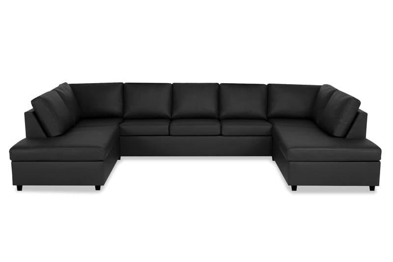 Crazy 5-sits U-formad Soffa med dubbelschäslong i Konstläder, Svart