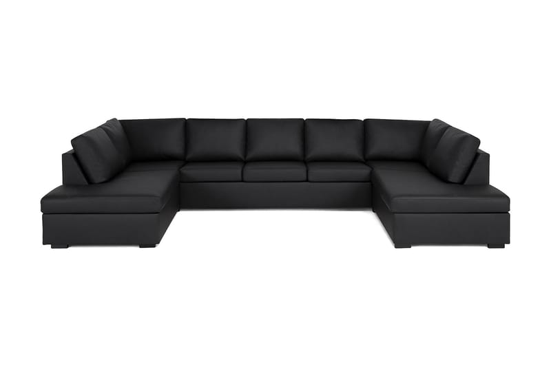 Crazy 5-sits U-formad Soffa med dubbelschäslong i Konstläder - Svart - Möbler - Vardagsrum - Soffor - U-soffor