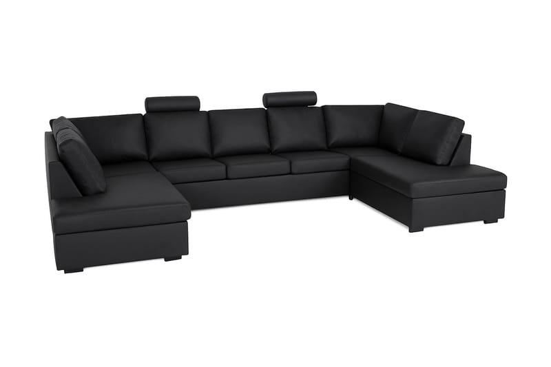 Crazy 5-sits U-formad Soffa med dubbelschäslong i Konstläder - Svart - Möbler - Vardagsrum - Soffor - U-soffor
