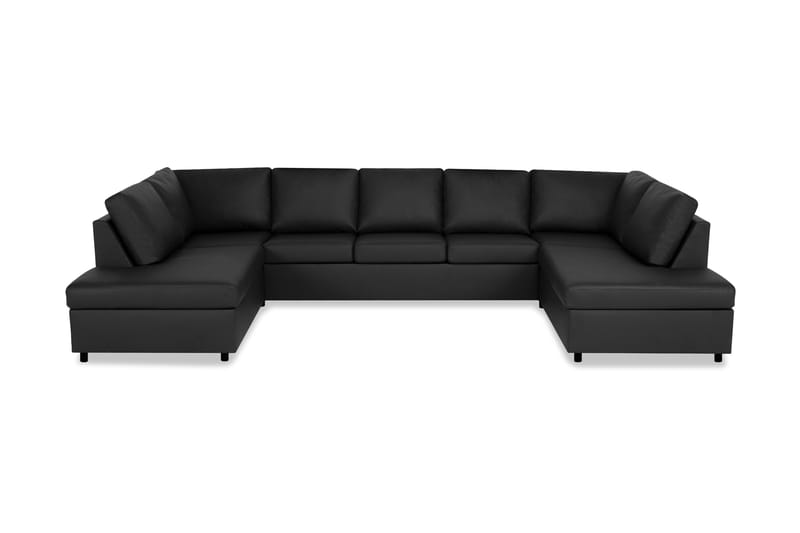 Crazy 5-sits U-formad Soffa med dubbelschäslong i Konstläder, Svart