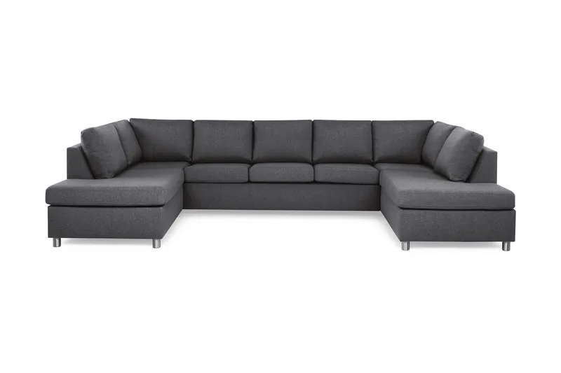 Crazy 5-sits U-formad Soffa med dubbelschäslong i Tyg, Mörkgrå