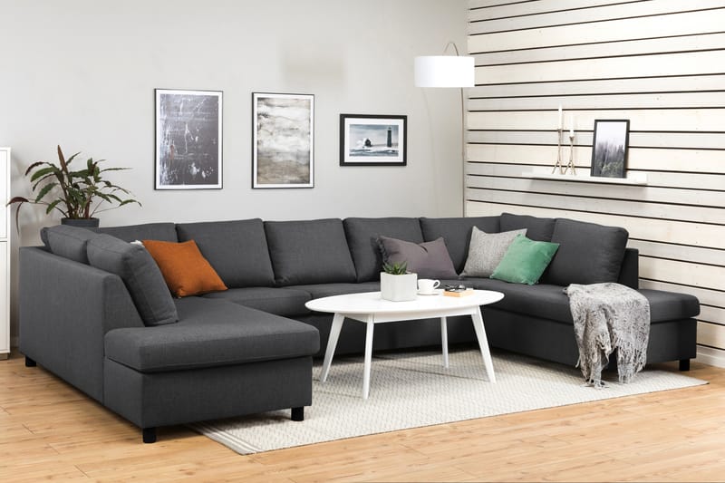 Crazy 5-sits U-formad Soffa med dubbelschäslong i Tyg - Mörkgrå - Möbler - Vardagsrum - Soffor - U-soffor