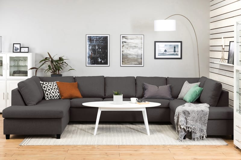 Crazy 5-sits U-formad Soffa med dubbelschäslong i Tyg - Mörkgrå - Möbler - Vardagsrum - Soffor - U-soffor