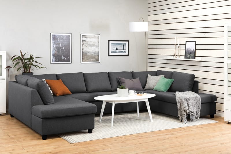 Crazy 5-sits U-formad Soffa med dubbelschäslong i Tyg - Mörkgrå - Möbler - Vardagsrum - Soffor - U-soffor