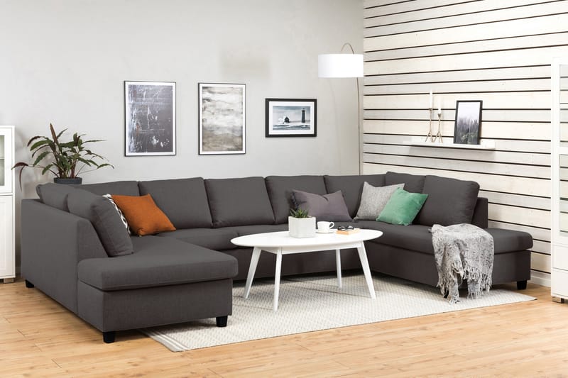Crazy 5-sits U-formad Soffa med dubbelschäslong i Tyg - Mörkgrå - Möbler - Vardagsrum - Soffor - U-soffor