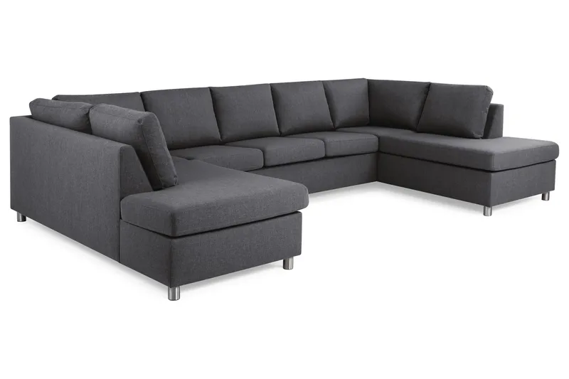 Crazy 5-sits U-formad Soffa med dubbelschäslong i Tyg - Mörkgrå - Möbler - Vardagsrum - Soffor - U-soffor