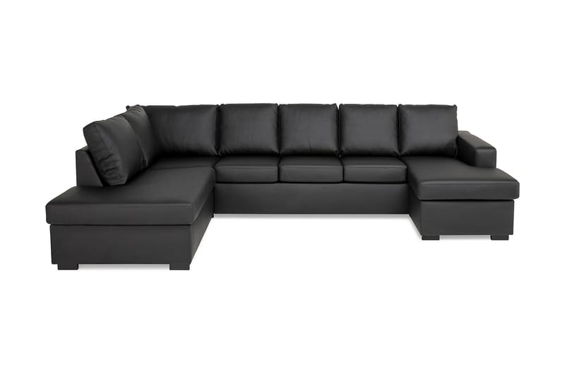 Crazy 5-sits Vänstervänd U-formad Soffa med Divan och Schäslong i Konstläder - Svart - Möbler - Vardagsrum - Soffor - U-soffor