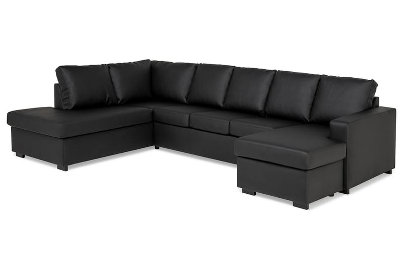 Crazy 5-sits Vänstervänd U-formad Soffa med Divan och Schäslong i Konstläder - Svart - Möbler - Vardagsrum - Soffor - U-soffor
