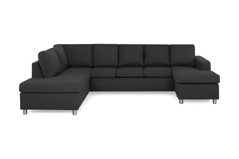 Crazy 5-sits Vänstervänd U-formad Soffa med Divan och Schäslong i Tyg - Antracit - Möbler - Vardagsrum - Soffor - U-soffor