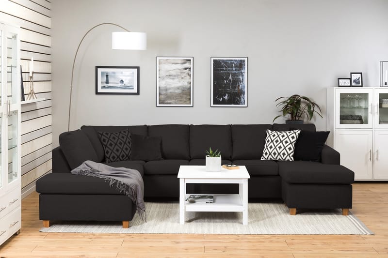 Crazy 5-sits Vänstervänd U-formad Soffa med Divan och Schäslong i Tyg - Antracit - Möbler - Vardagsrum - Soffor - U-soffor