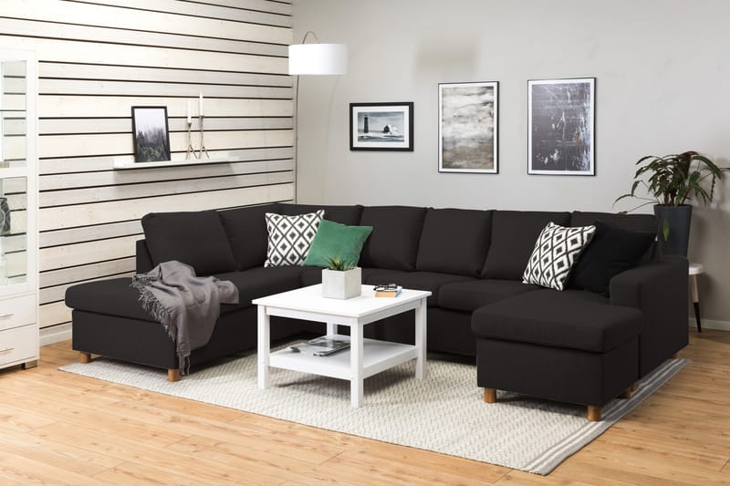 Crazy 5-sits Vänstervänd U-formad Soffa med Divan och Schäslong i Tyg - Antracit - Möbler - Vardagsrum - Soffor - U-soffor