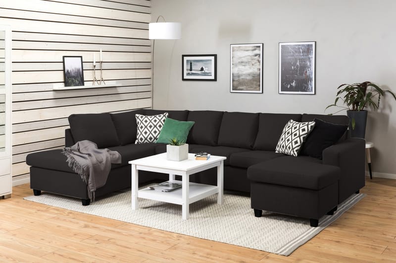 Crazy 5-sits Vänstervänd U-formad Soffa med Divan och Schäslong i Tyg - Antracit - Möbler - Vardagsrum - Soffor - U-soffor