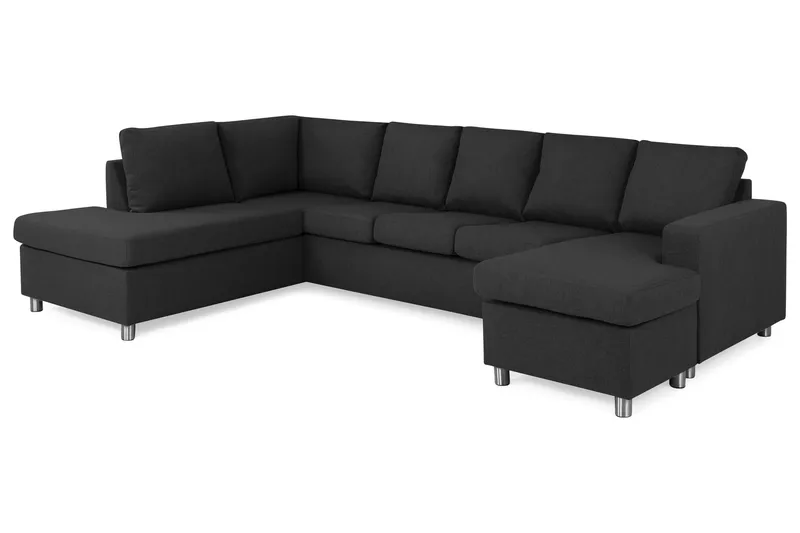 Crazy 5-sits Vänstervänd U-formad Soffa med Divan och Schäslong i Tyg - Antracit - Möbler - Vardagsrum - Soffor - U-soffor