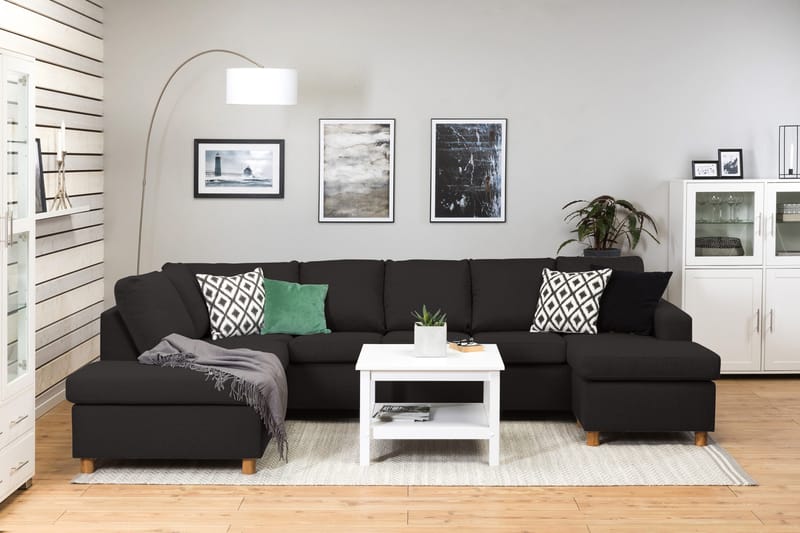 Crazy 5-sits Vänstervänd U-formad Soffa med Divan och Schäslong i Tyg - Antracit - Möbler - Vardagsrum - Soffor - U-soffor