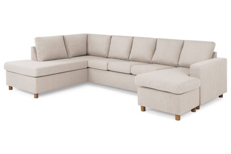 Crazy 5-sits Vänstervänd U-formad Soffa med Divan och Schäslong i Tyg - Beige - Möbler - Vardagsrum - Soffor - U-soffor