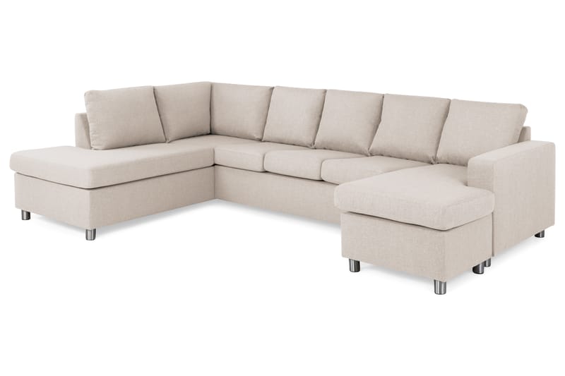 Crazy 5-sits Vänstervänd U-formad Soffa med Divan och Schäslong i Tyg - Beige - Möbler - Vardagsrum - Soffor - U-soffor