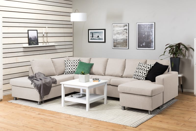 Crazy 5-sits Vänstervänd U-formad Soffa med Divan och Schäslong i Tyg - Beige - Möbler - Vardagsrum - Soffor - U-soffor